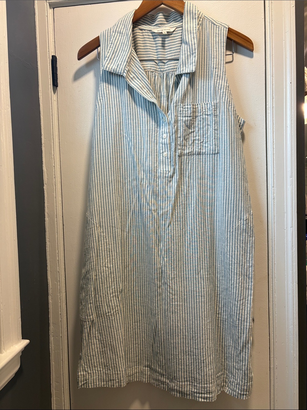 Soma Light Blue and White Striped Dress